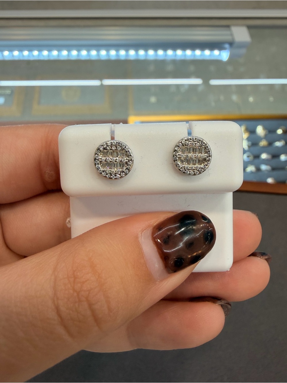 Round Pave CZ Stud Earrings - Silver